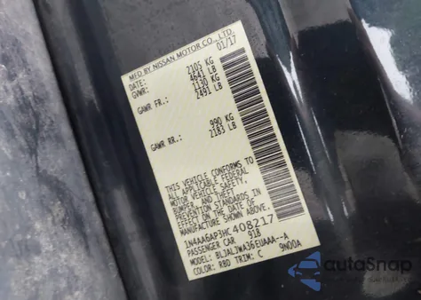 2017 Nissan Maxima 3.5 Sv from USA, damaged, VIN 1N4AA6AP3HC408217